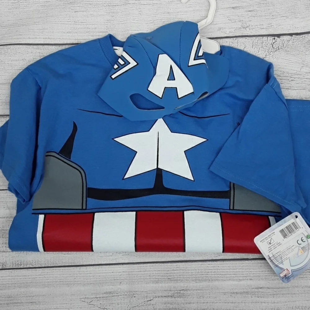 Rubies Captain America Costume Shirt Boys Size M Marvel Superhero Mask Set - Picture 2 of 6